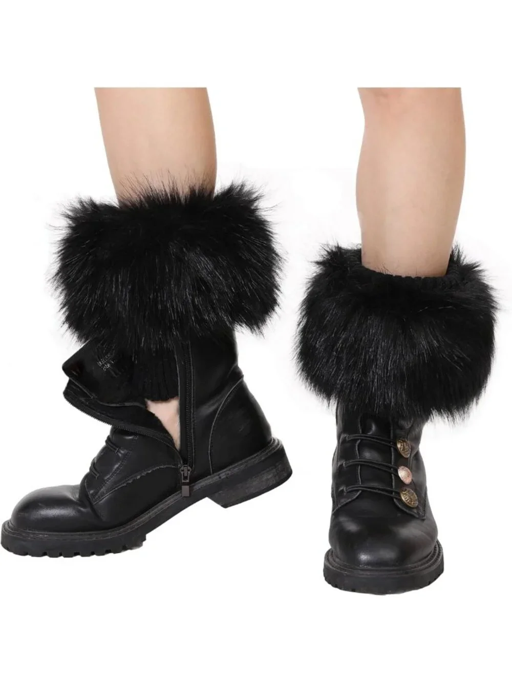 Cozy Faux Fur Leg Warmers | Short Furry Knitted Boot Toppers for Women